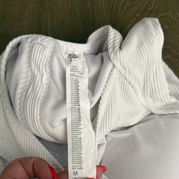 Fabletics White Ribbed Zip-Up Swimsuit - Picture 2 of 3